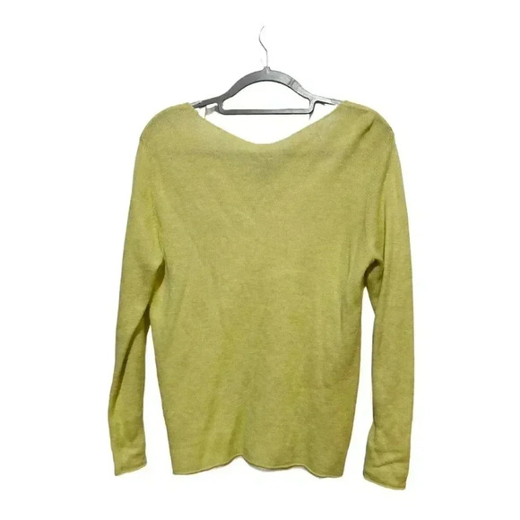 Eileen Fisher Women's V-Neck Long Sleeve Yellow Wool Blend Blouse  M Minimalist - Picture 4 of 10